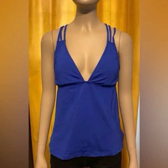 Like New Medium Ana Tankini Top Beautiful Blue padding slimming flattering Cute - Picture 5 of 14